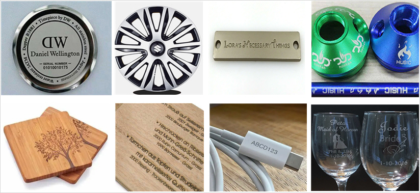 samples marked by logo laser marking machine
